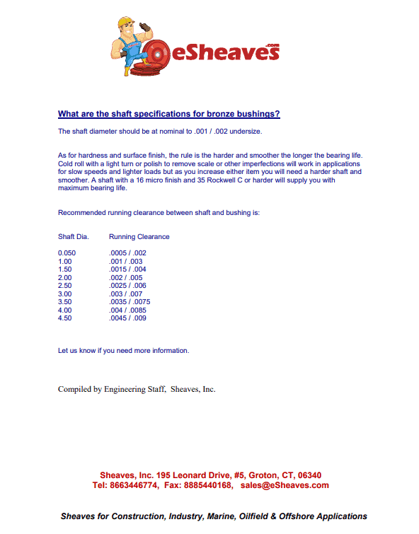 Shaft Specifications for Bronze Bushings