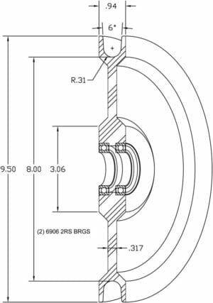 8" Inch Root Diameter Nested U-Groove SX Polymer - #30019