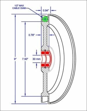 7.5" Inch Root Diameter Interlocking Flat Groove Sheave - Metric Bore  - #30091