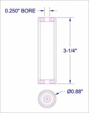 0.88" Inch OD x 3" Inch Long UHMW Replacement Roll