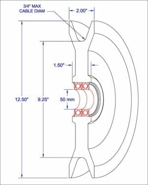 9.25"  Inch Root Diameter U-Groove UHMW -#1007