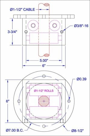 BRF-150S-F Fixed Box Roll (Up to 1-1/2" Cable Capacity) FLANGE MOUNT - Image 2